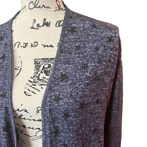 Bobeau blue star print open cardigan knit top - Picture 2 of 4